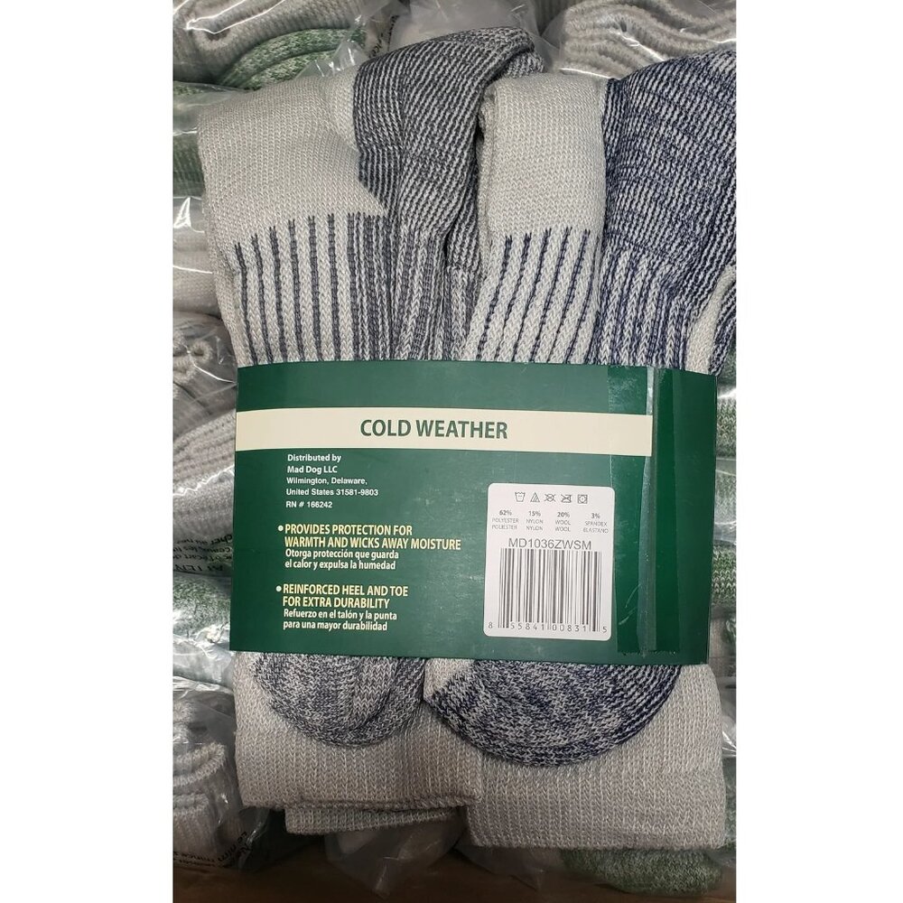 Hot Feet Men's Active Work & Outdoor 4 Pack Socks Gray w/ Blue Bands